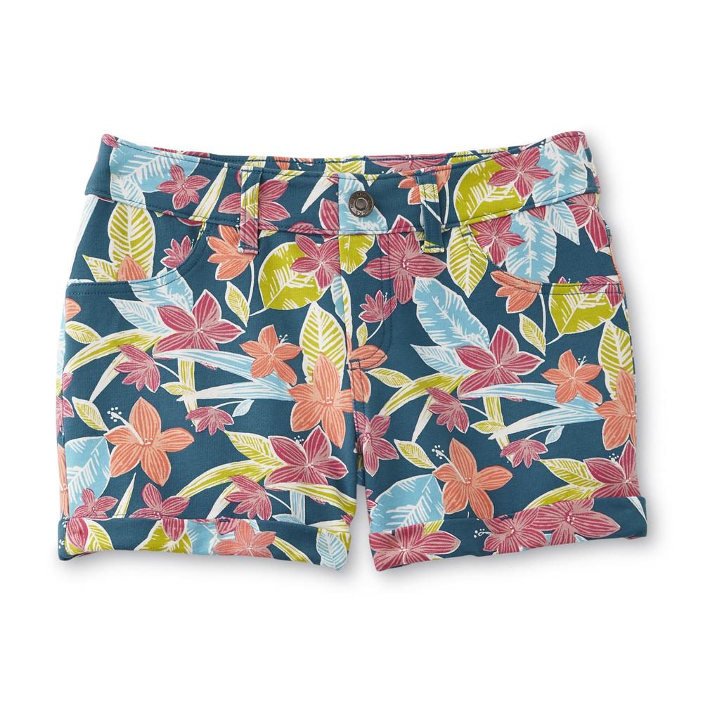 Canyon River Blues Girl's French Terry Cuffed Shorts - Floral