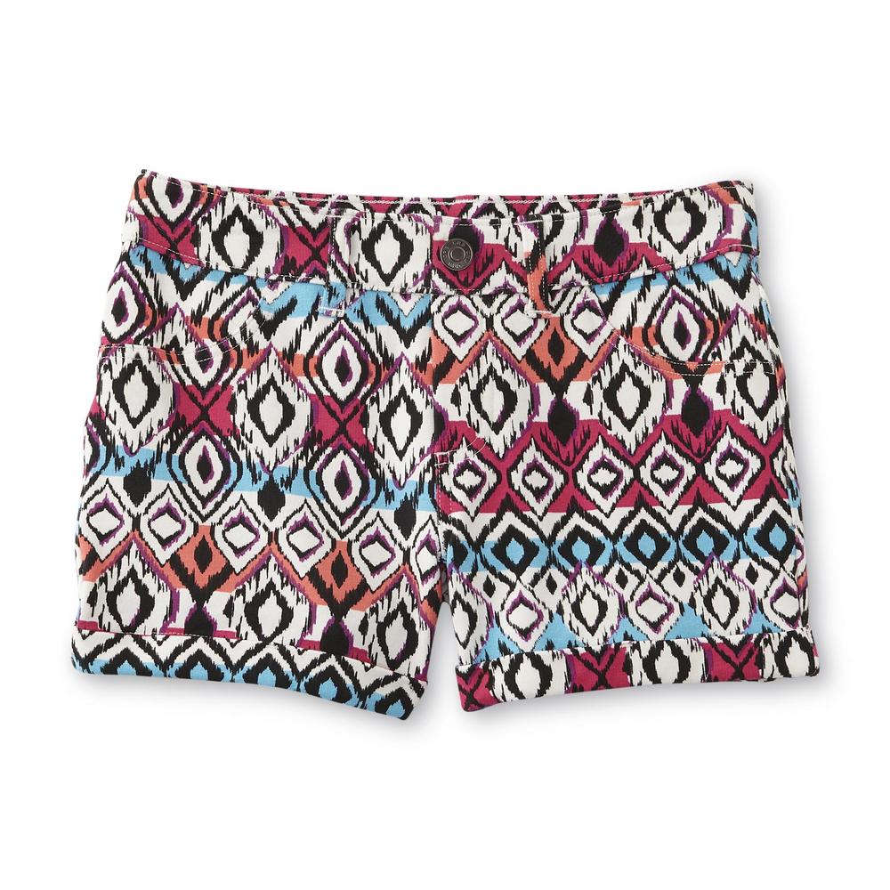 Canyon River Blues Girl's French Terry Cuffed Shorts - Tribal