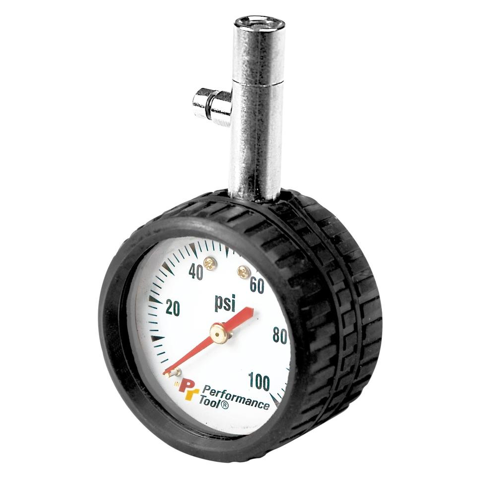 Performance Tool 2 Inch Round Dial Tire Pressure Gauge