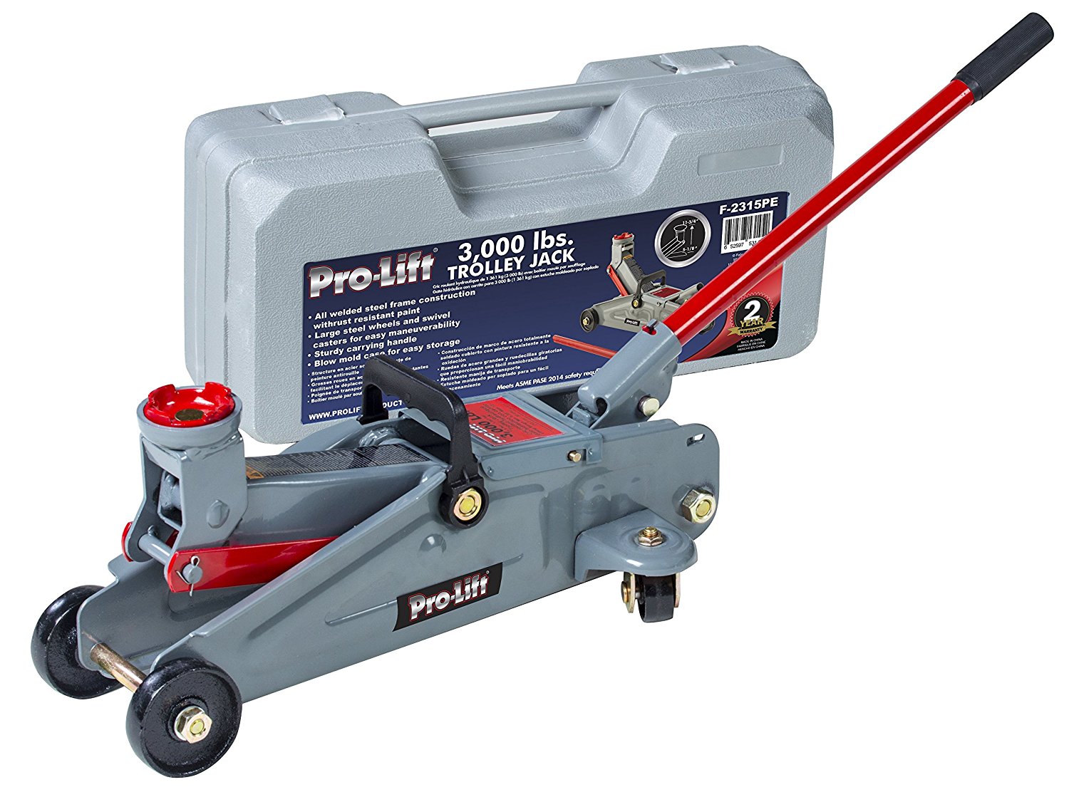 Pro-Lift  F-2315PE Hydraulic Trolley Jack Car Lift with Blow Molded Case (3000 lbs Capacity)