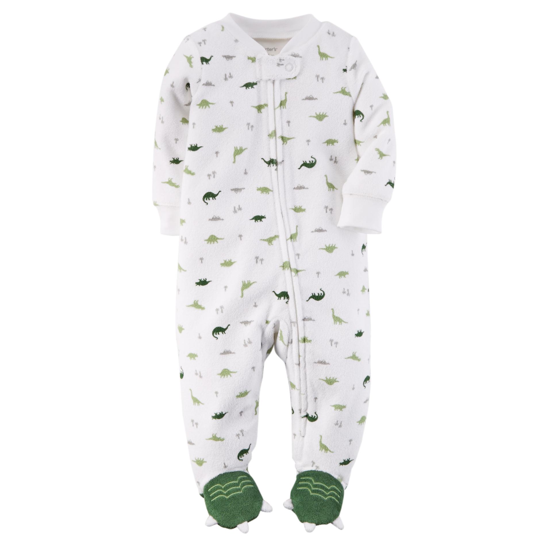 Carter's Newborn Boy's Terry Cloth Sleeper Pajamas - Dinosaur