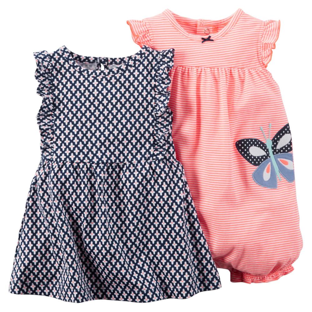 Carter's Newborn & Infant Girl's Dress & Creeper - Striped & Geometric