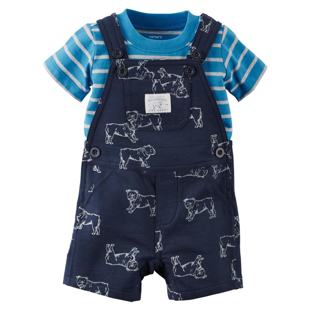 Carter's Newborn & Infant Boy's T-Shirt & Overalls - Bulldog Print