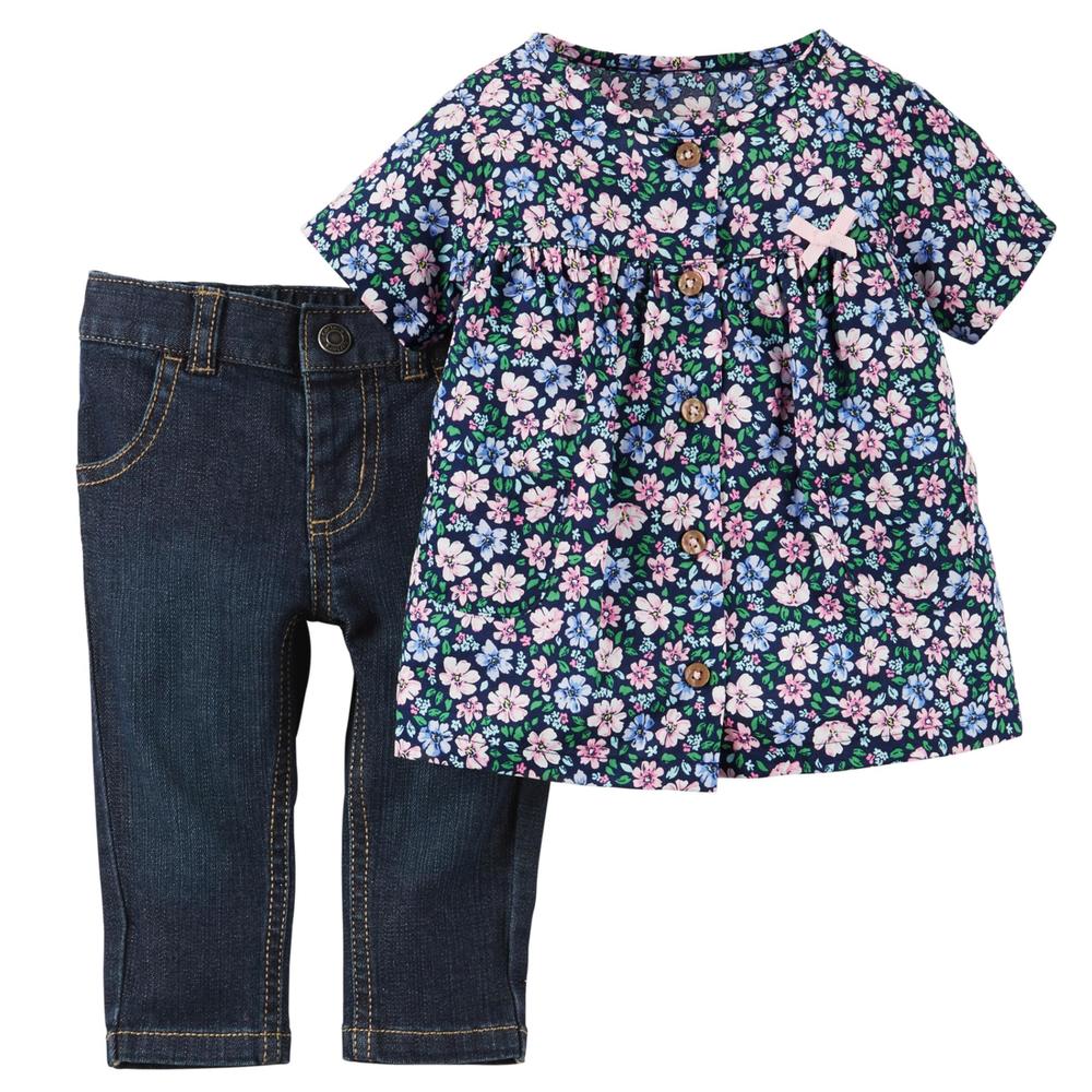Carter's Newborn & Infant Girl's Tunic & Jeans - Floral Print
