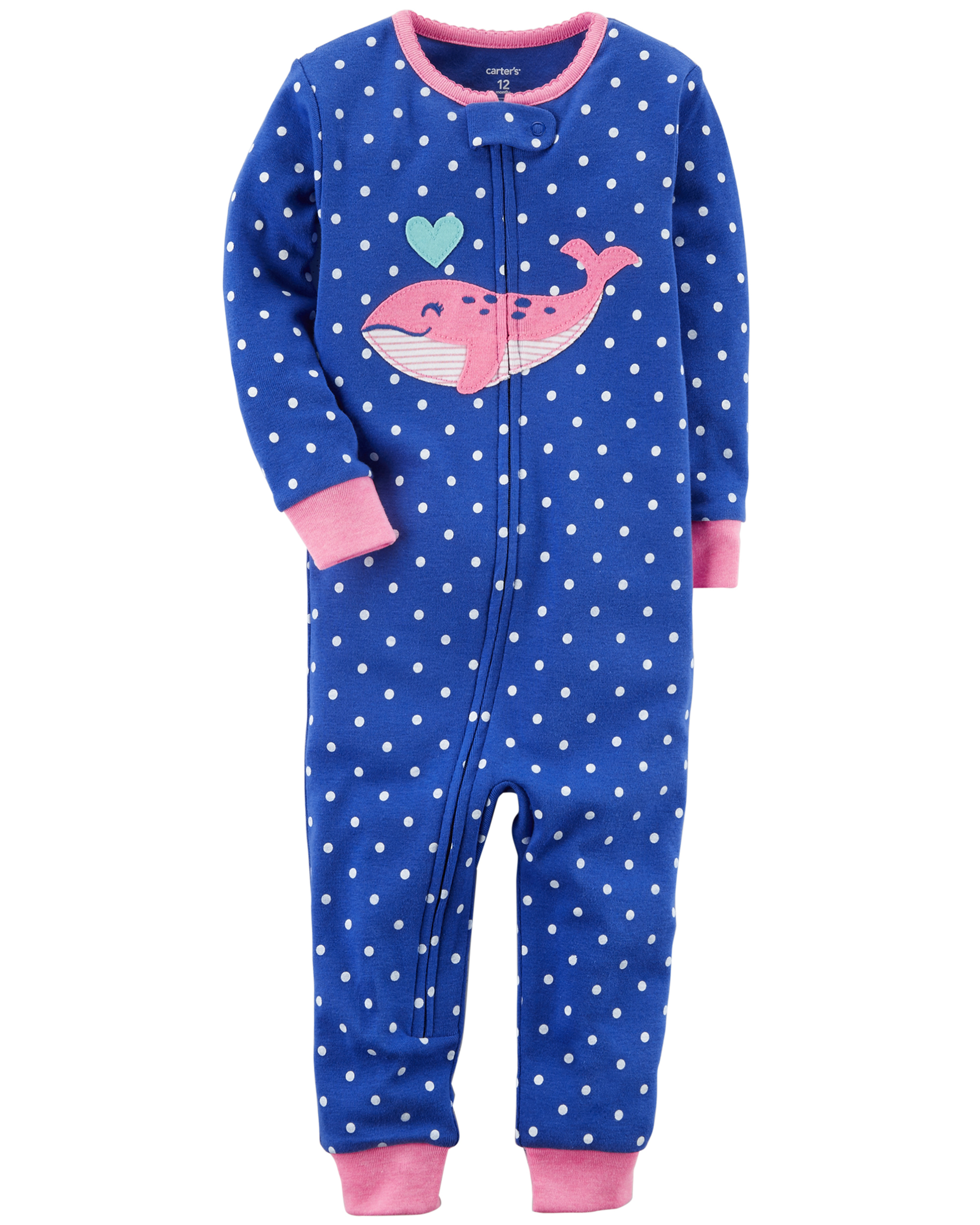 Carter's Infant Girls&#8217; Appliqued Pajamas - Whale
