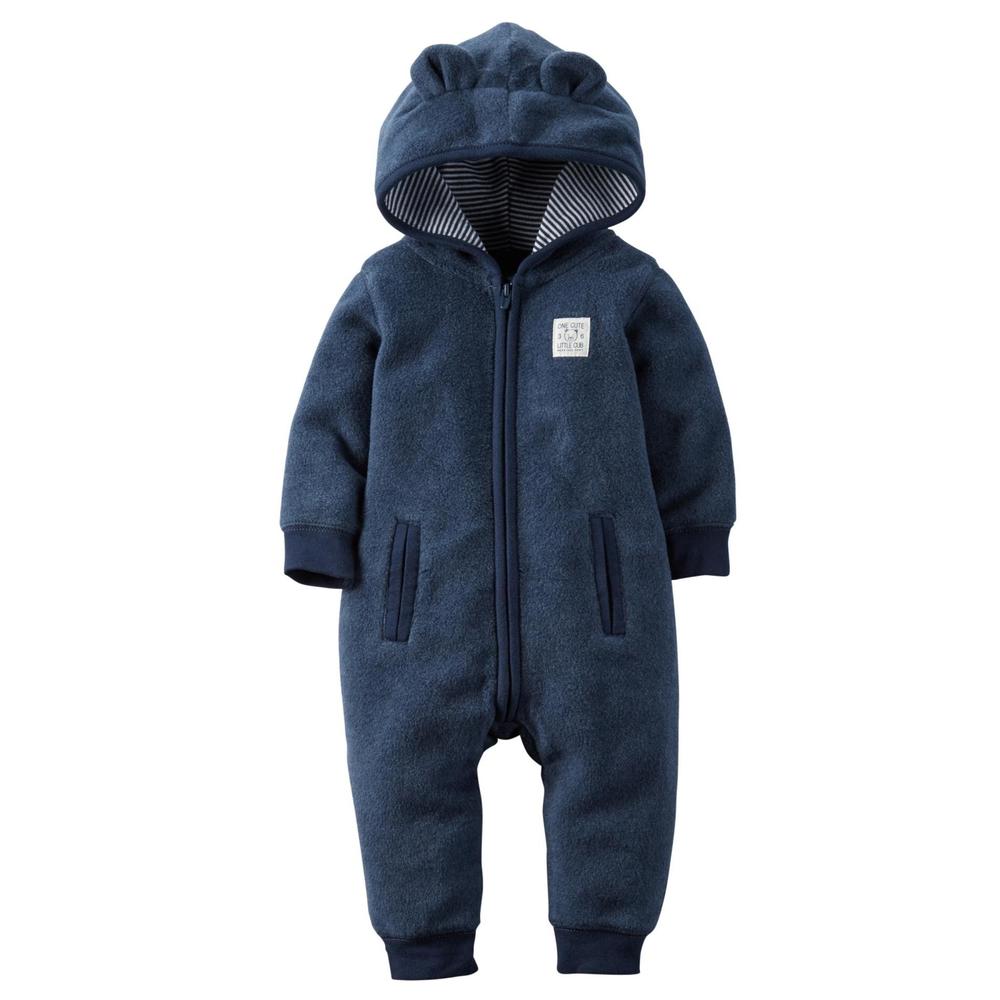 Carter's Newborn & Infant Boys' Hooded Fleece Jumpsuit - Bear