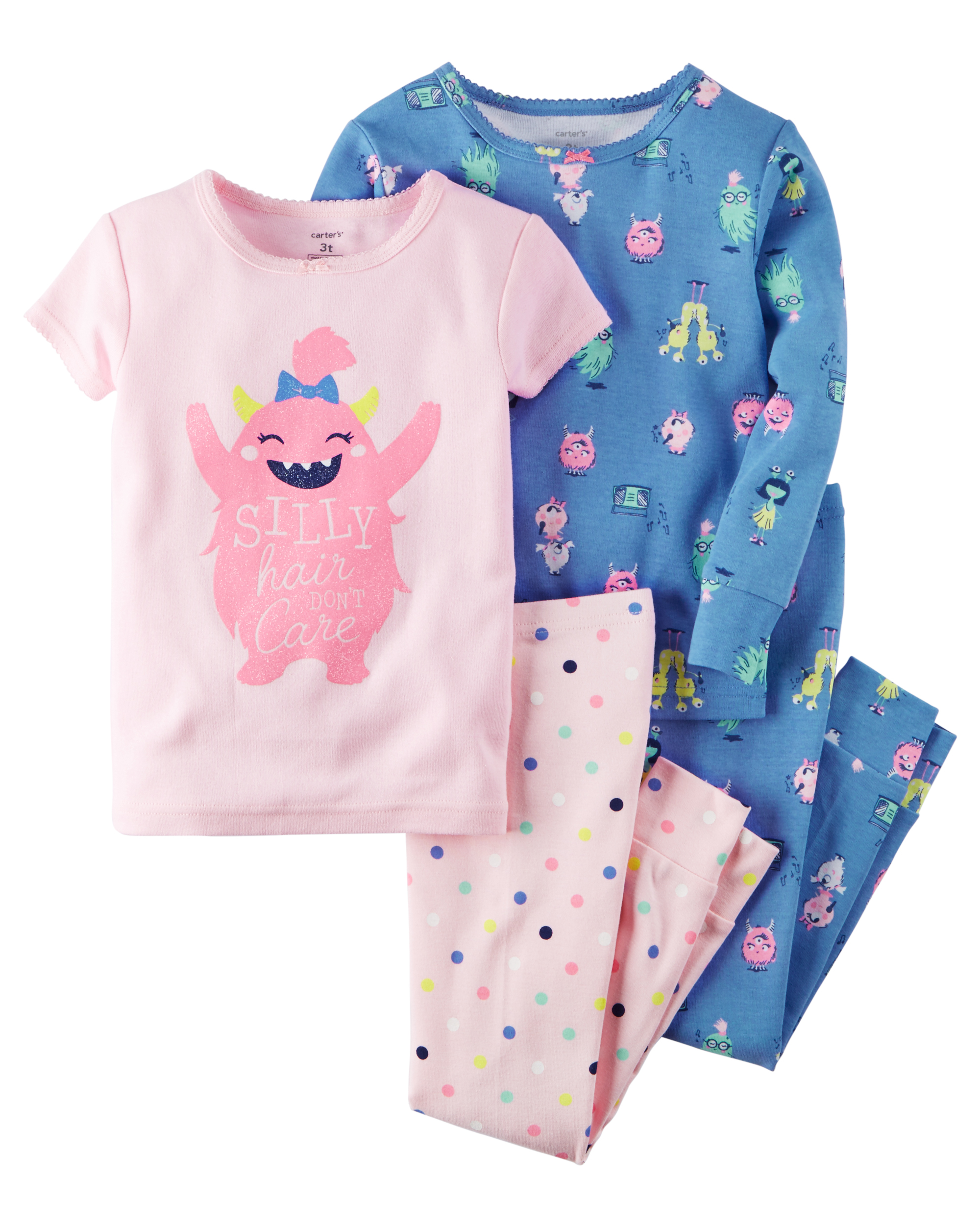 Carter's Infant & Toddler Girls' 4-Pc. Pajama Set - Silly Hair