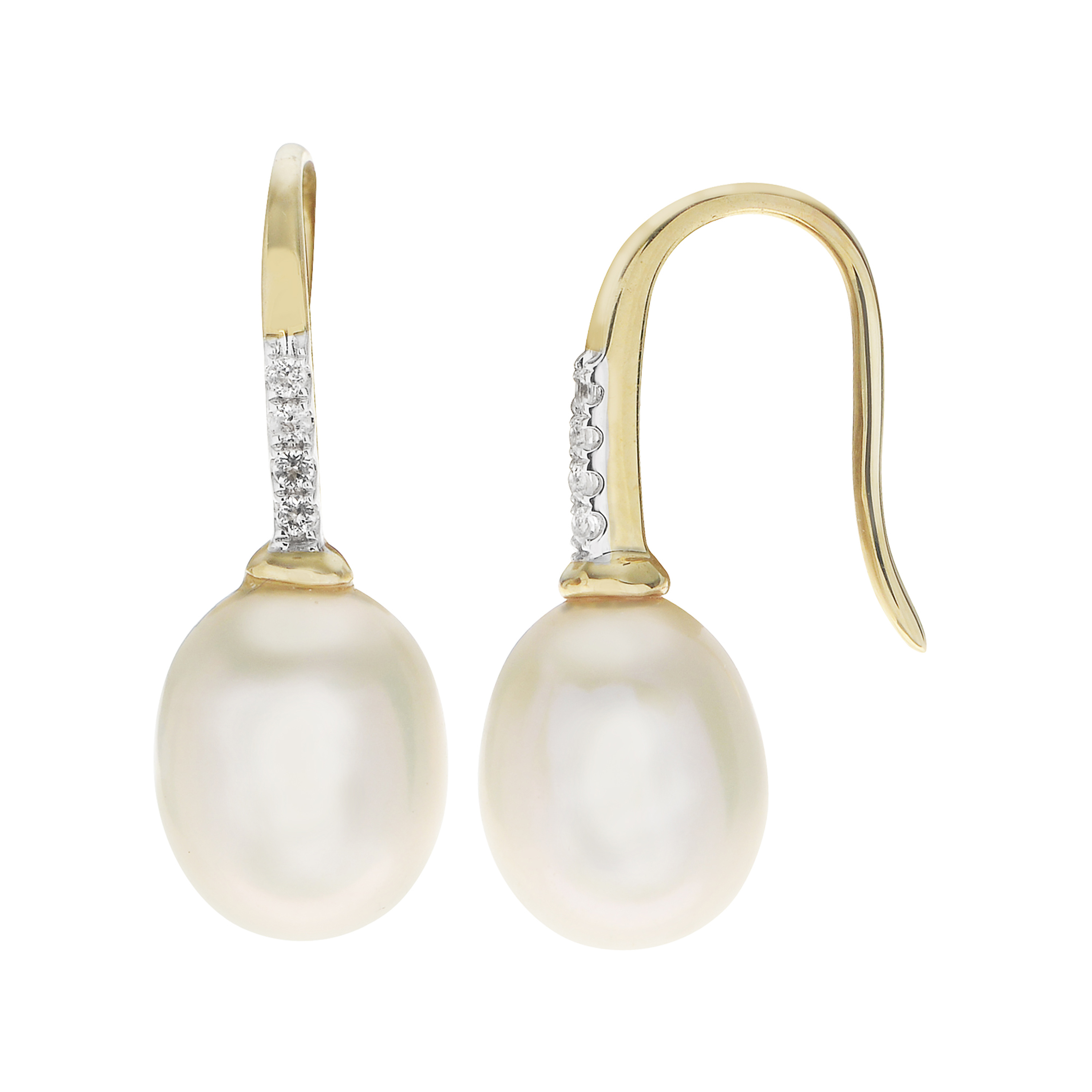 PearLustre by Imperial 10K White Freshwater Pearl and White Topaz Drop Earrings