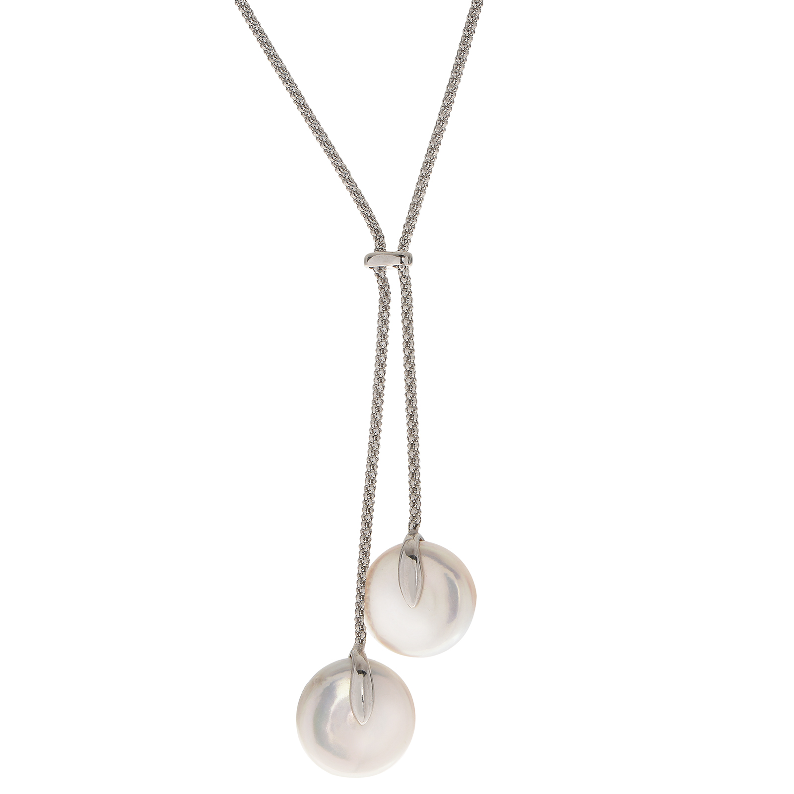 PearLustre by Imperial Sterling Silver FW Coin Pearl Lariat Style Necklace