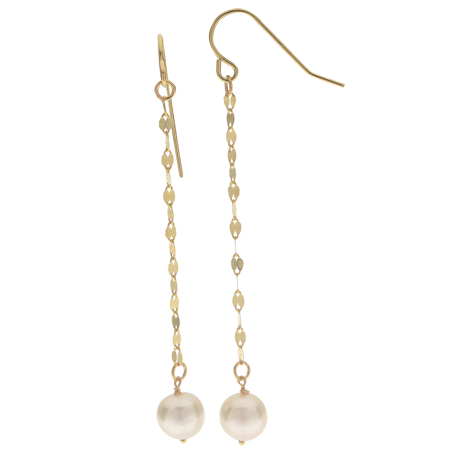 PearLustre by Imperial 14K White Freshwater Pearl Mirror Chain Earrings