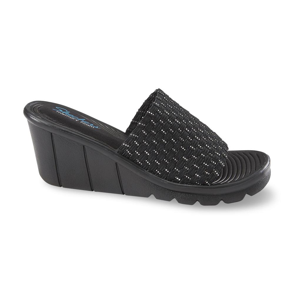 Skechers Women's Shopper Platform Wedge Sandal - Black/Silver