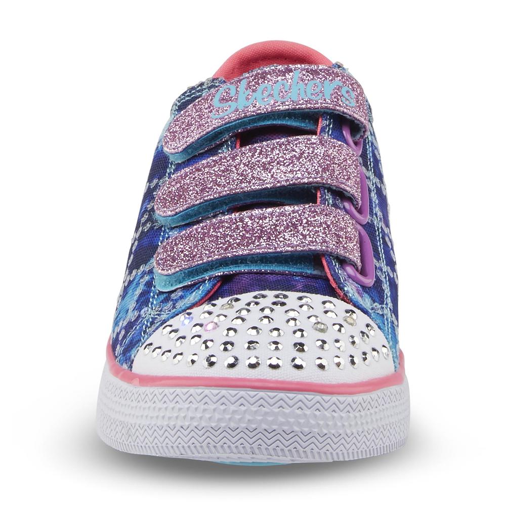 Skechers Girl's Twinkle Toes Chit Chat Dazzle Days Blue/Pink Light-Up Shoe