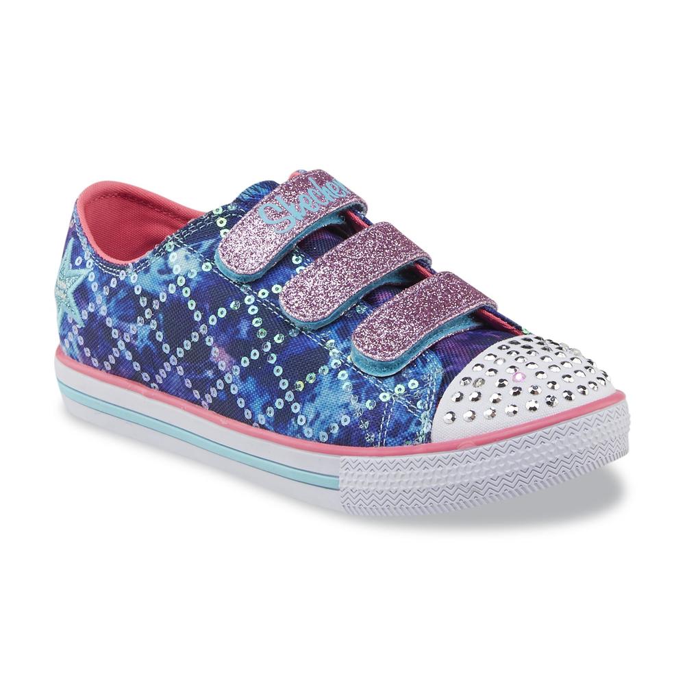 Skechers Girl's Twinkle Toes Chit Chat Dazzle Days Blue/Pink Light-Up Shoe