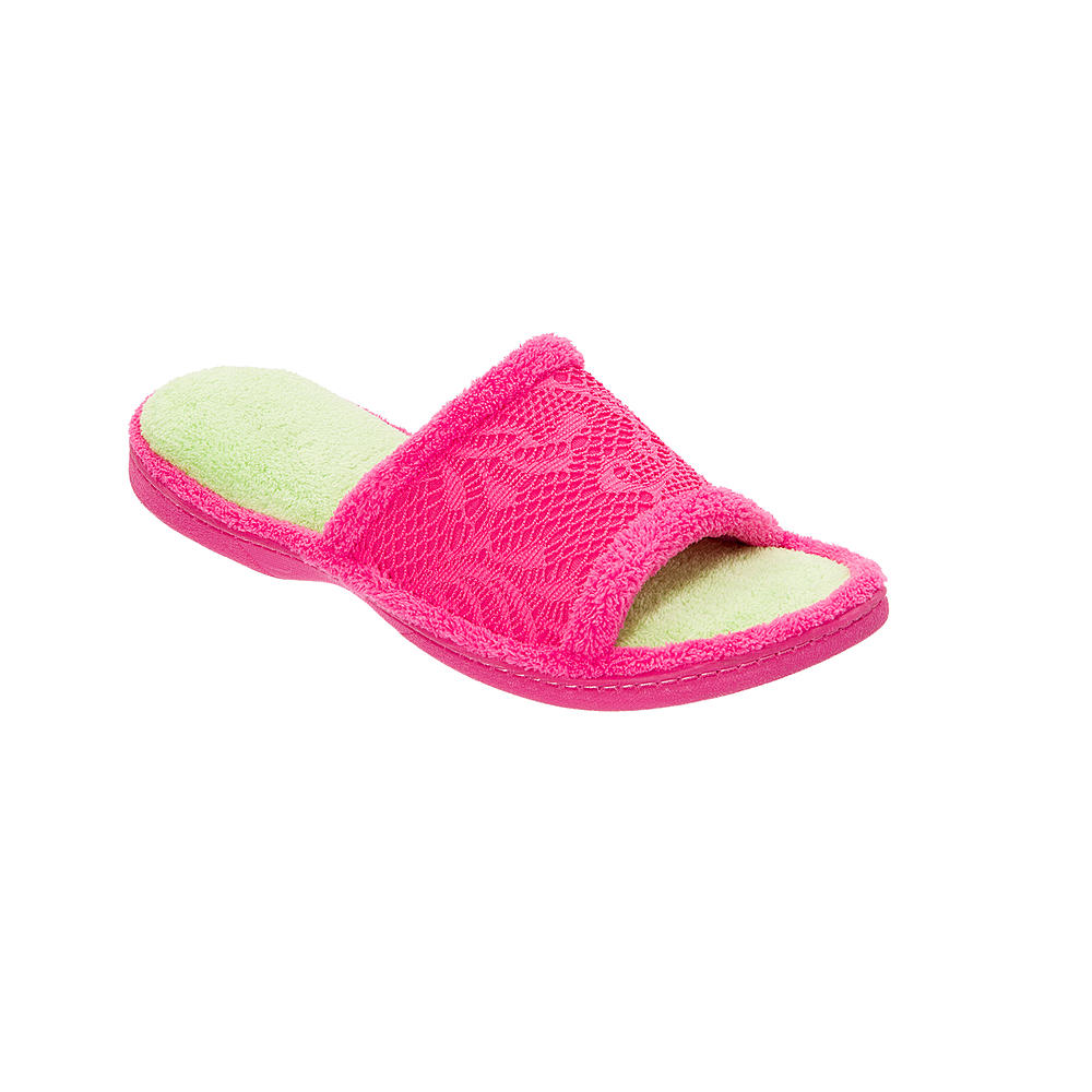 Dearfoams Pink Mesh Lace Slide