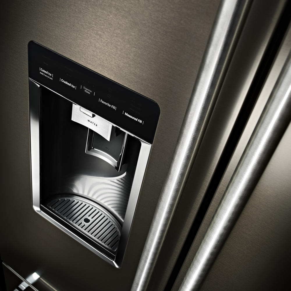 KitchenAid KRFC704FBS  23.8 cu. ft. 36" Counter-Depth French Door Platinum Interior Refrigerator w/ PrintShield Finish - Black