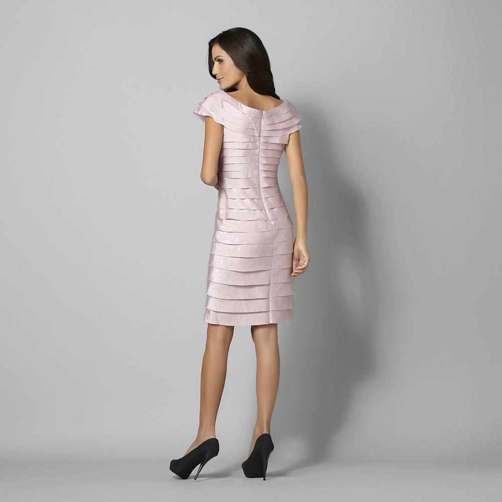 London Style Women's Blush Rosette Shutter Dress