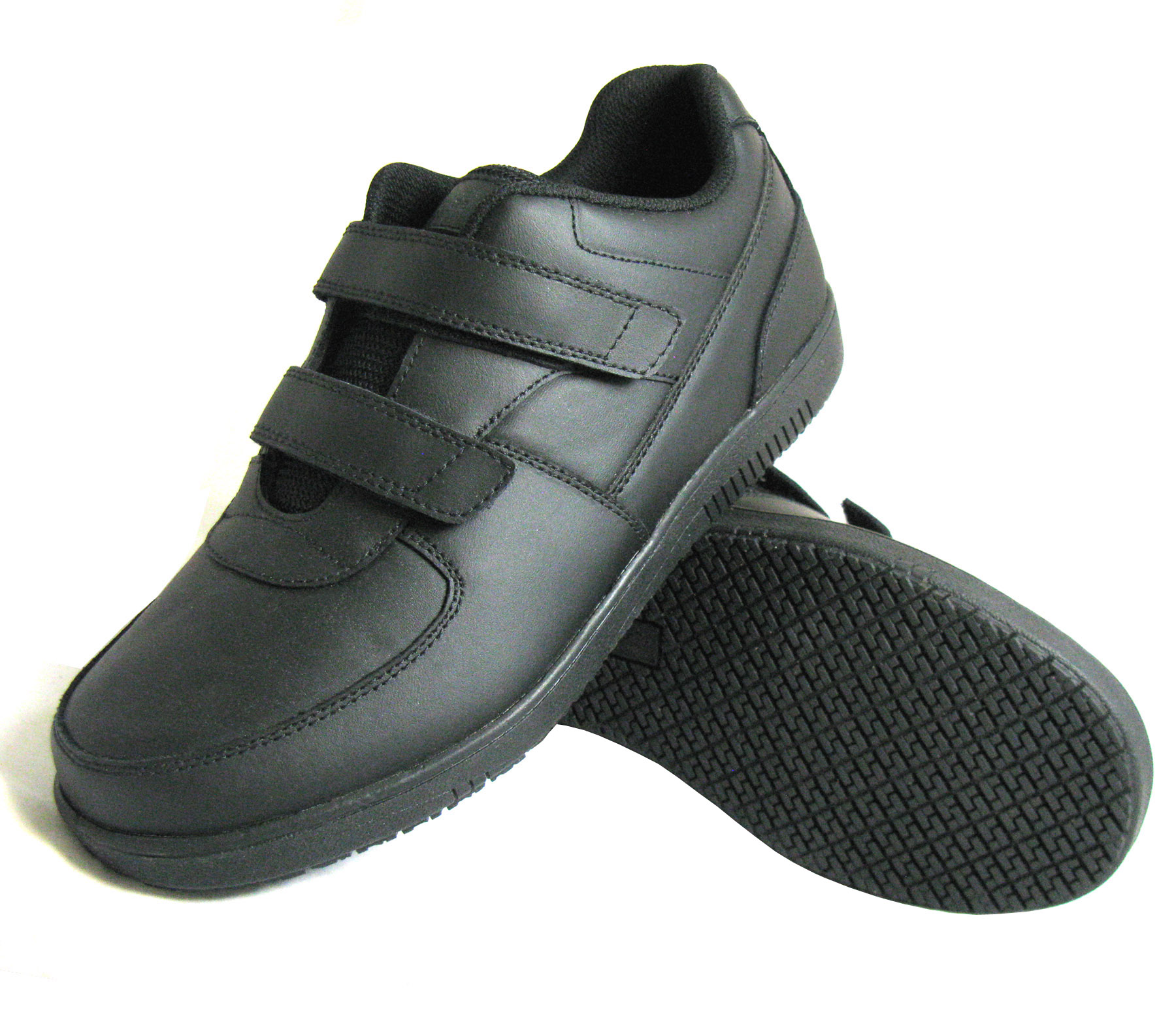 Genuine Grip Women's #230 Black Slip-Resistant Velcro Work Shoes - Wide Width