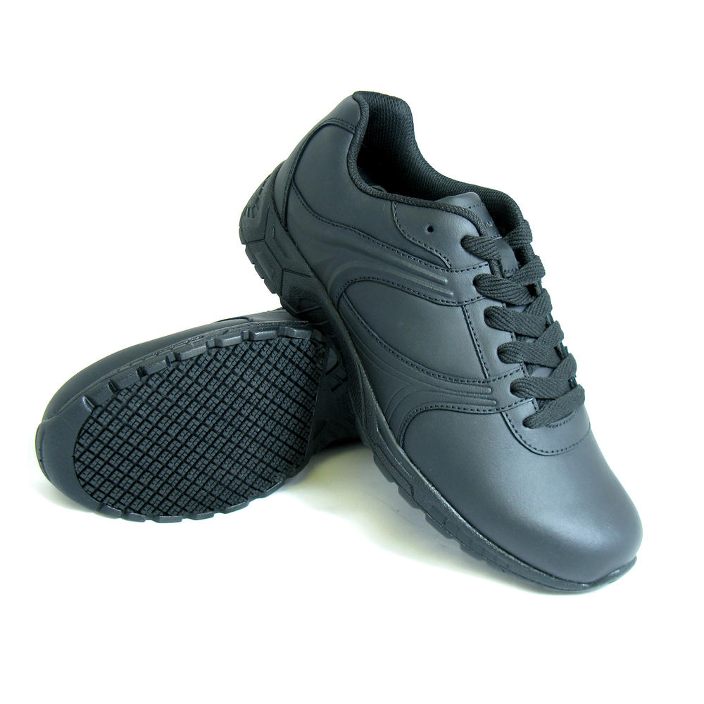 Genuine Grip Men's Slip-Resistant Leather Work Shoes #1030 Wide Width Available - Black