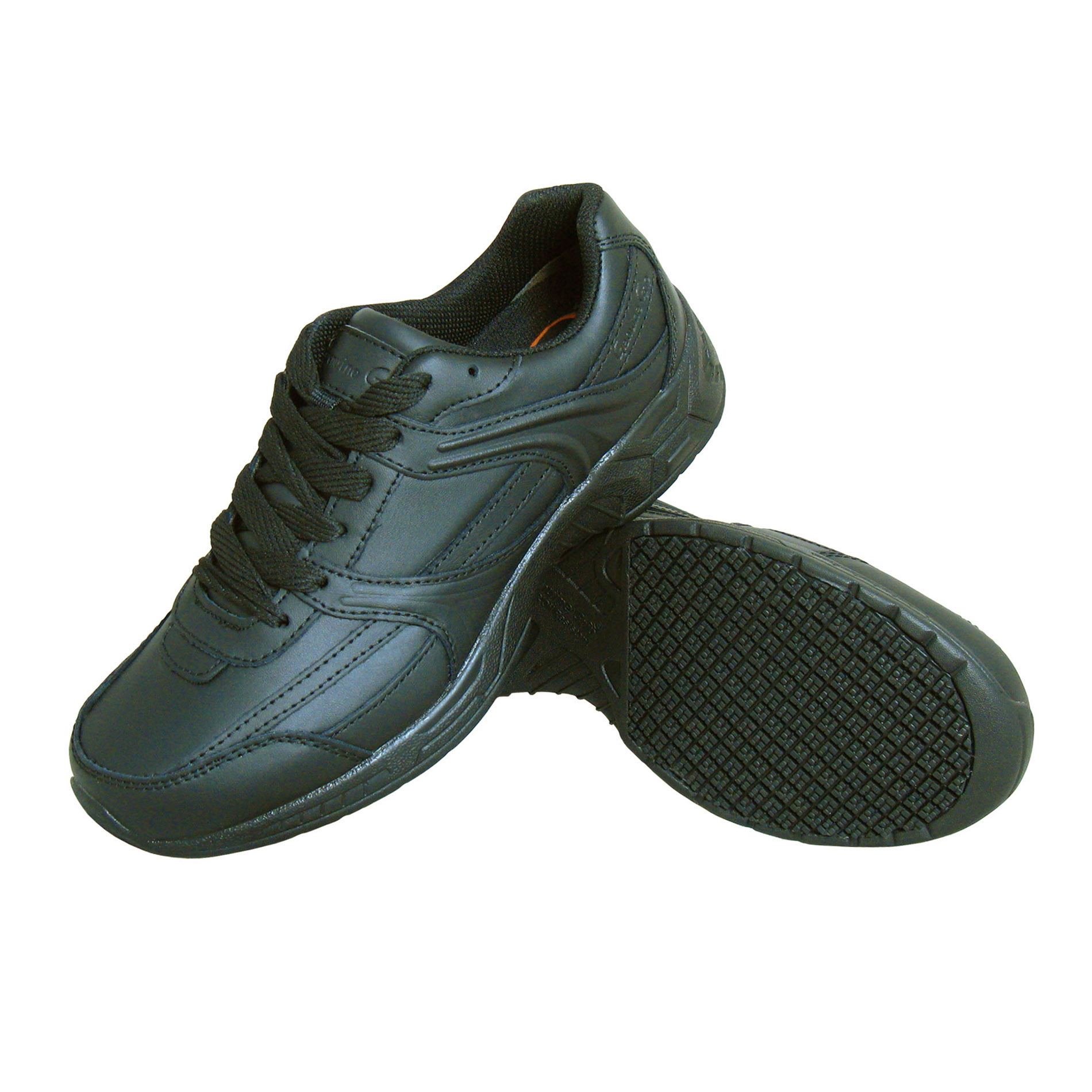 Genuine Grip Women's #1110 Slip-Resistant Leather Work Shoe - Black Wide Width Avail