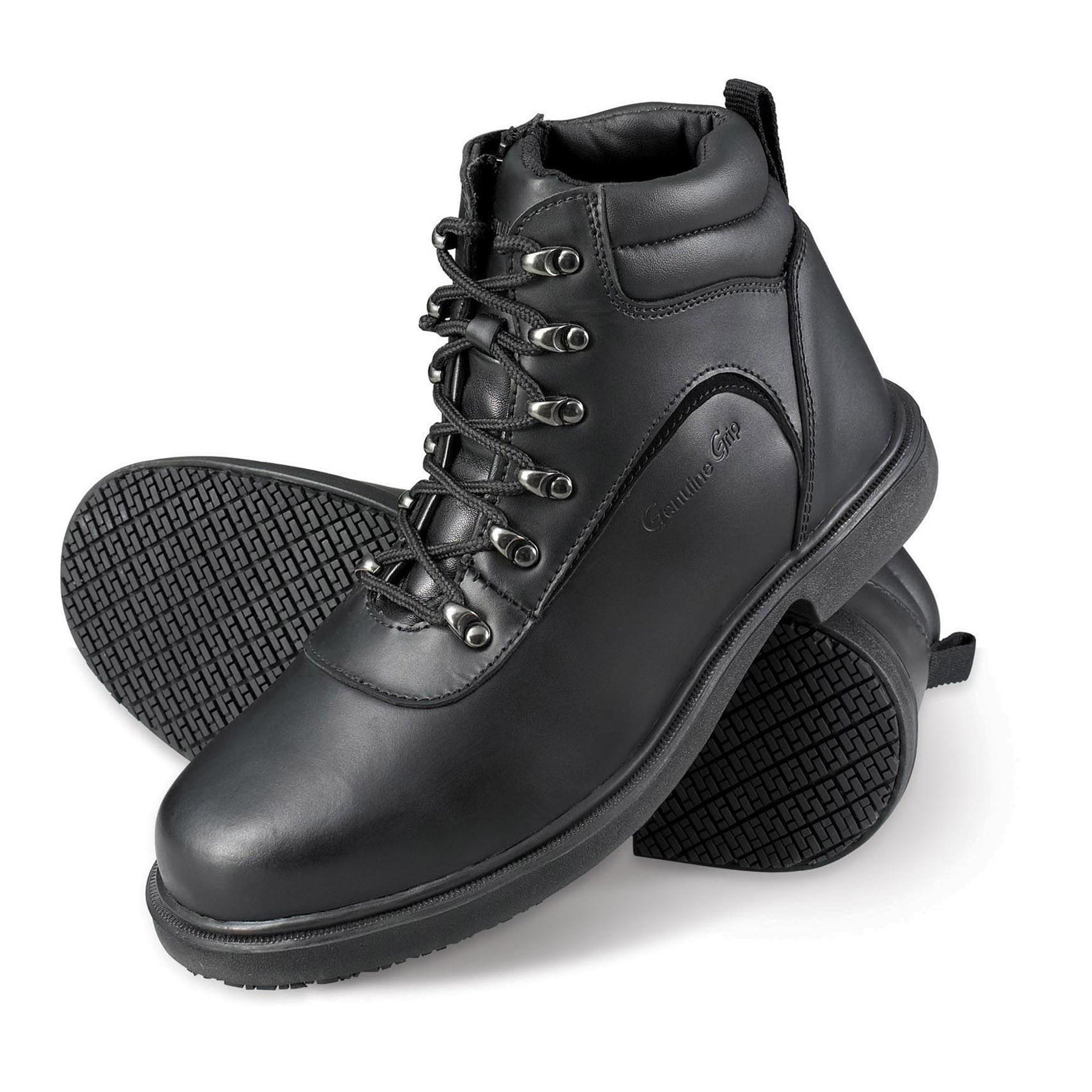 Genuine Grip Men's Slip-Resistant Steel Toe Zipper Work Boot #7130 - Black