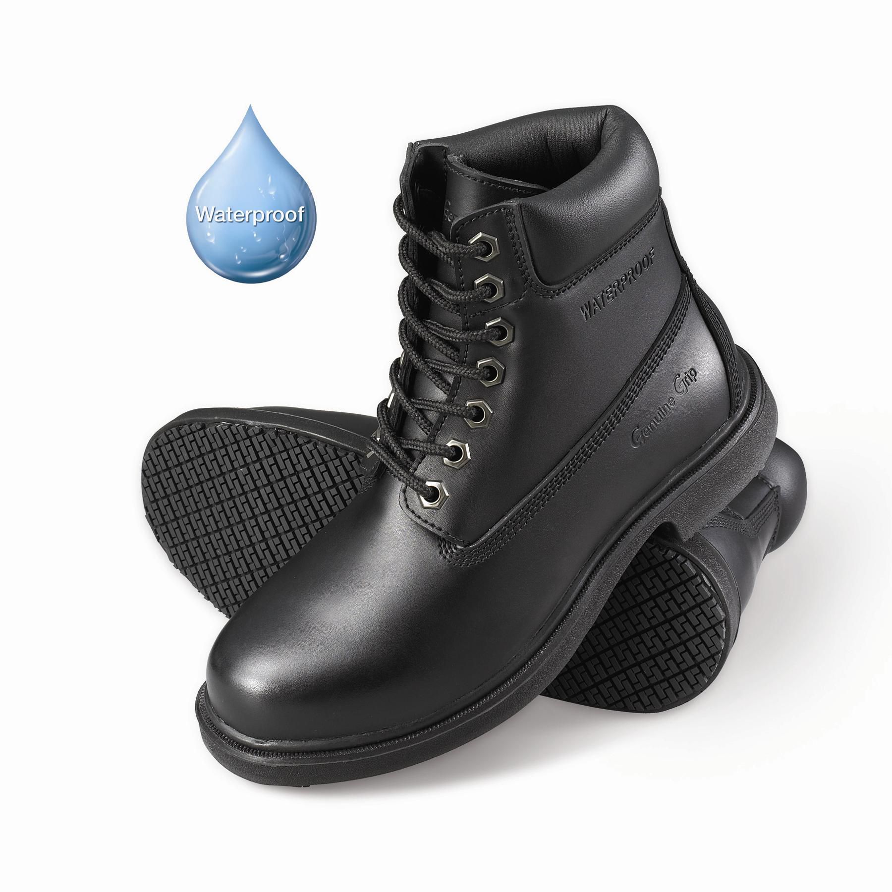 Genuine Grip Men's Slip-Resistant Waterproof 6" Soft Toe Wide Work Boot #7160 - Black