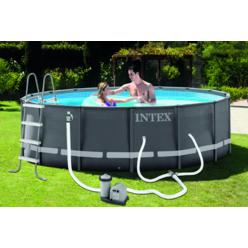 Intex 16′ x 48″ Round Ultra Frame Pool Set with 1,500 gph Filter Pump and Ladder