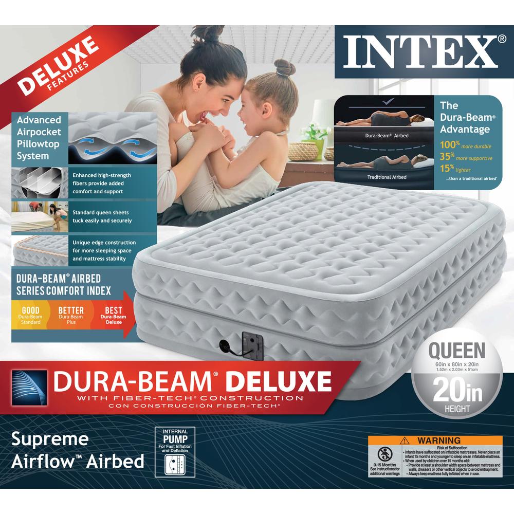 Intex Supreme AirFlow Queen Airbed with Fiber-Tech Technology