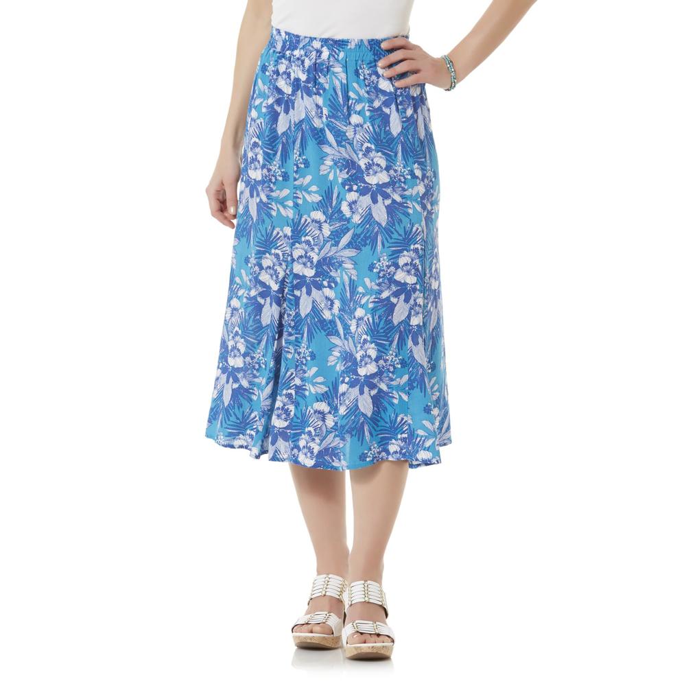 Laura Scott Women's Crepon Skirt - Floral Print