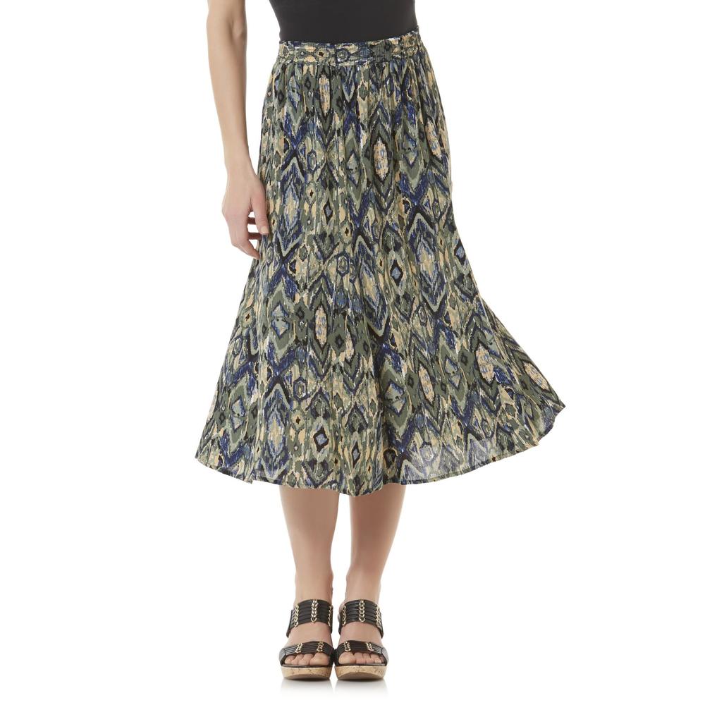 Laura Scott Women's Crepon Skirt - Ikat Print
