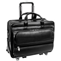 McKlein&reg; P Series | FRANKLIN | 17" Leather Patented Detachable Wheeled Laptop Briefcase - Black