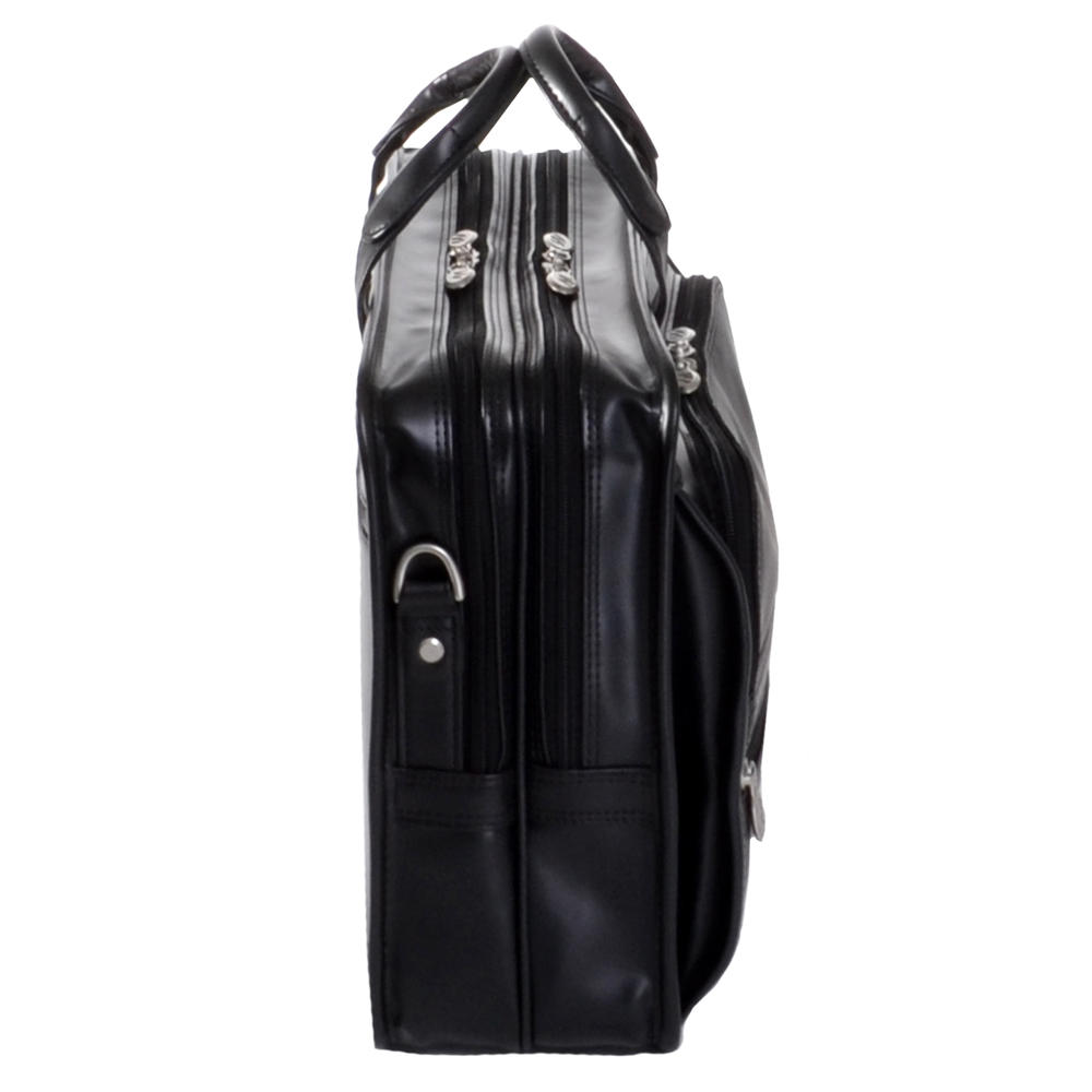 McKlein&reg; McKlein P Series, HUBBARD, Full Grain Cowhide Leather, Double Compartment Laptop Briefcase, Black (88435)