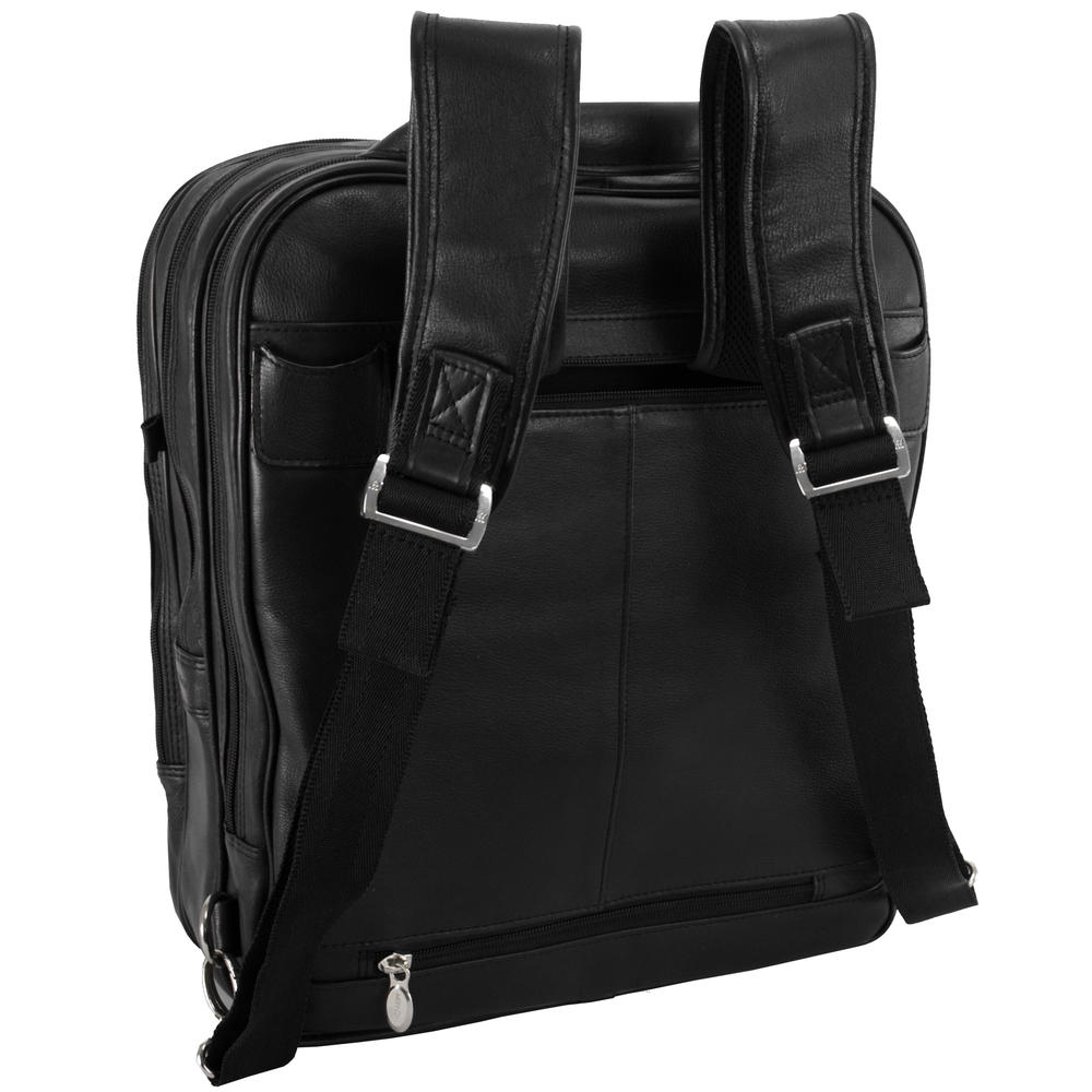 McKlein&reg; Wicker Park 47195 (Black) Leather Detachable-Wheeled Three-Way Computer Backpack US PATENT