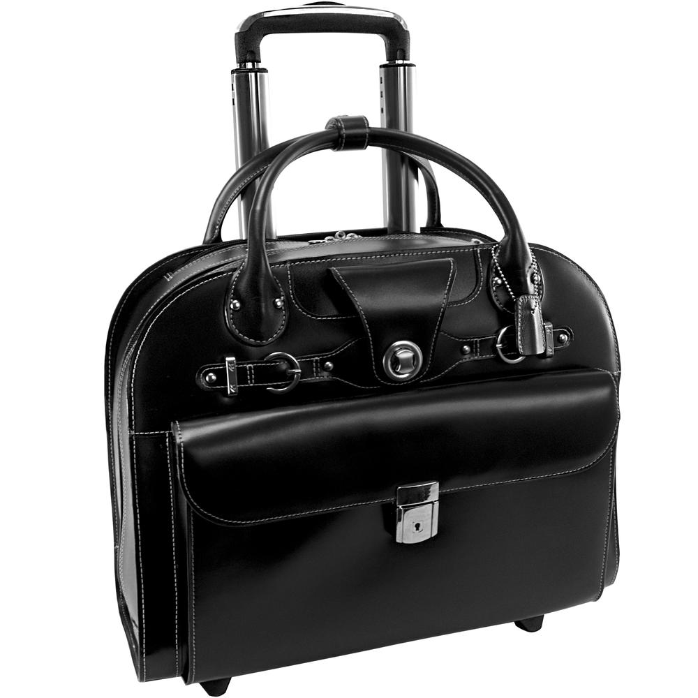 McKlein&reg; McKlein L Series, EDGEBROOK, Genuine Cowhide Leather, Wheeled Ladies' Laptop Briefcase, Black (96315)
