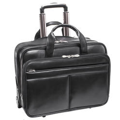 McKlein&reg; L Series | BOWERY | 15" Leather Wheeled Laptop Briefcase - Black