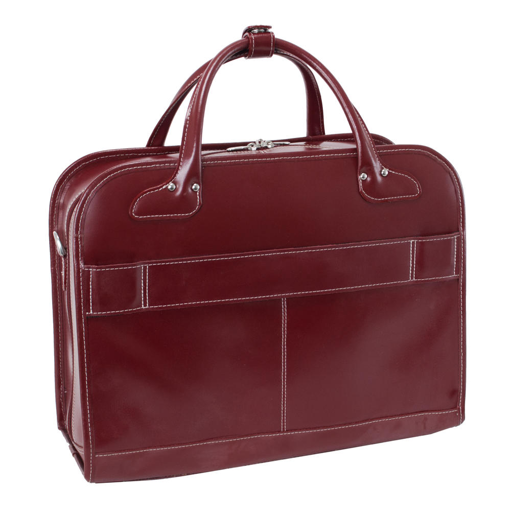 McKlein&reg; Lakewood 96616 Red Leather Fly-Through&#8482; Checkpoint-Friendly Detachable-Wheeled Ladies' Briefcase