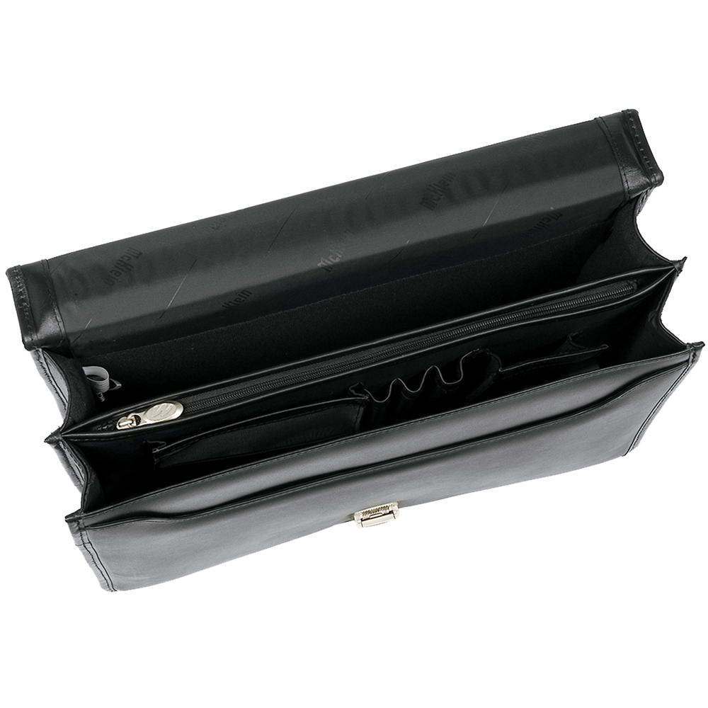 McKlein&reg; Lexington 83545 black flapover double compartment briefcase