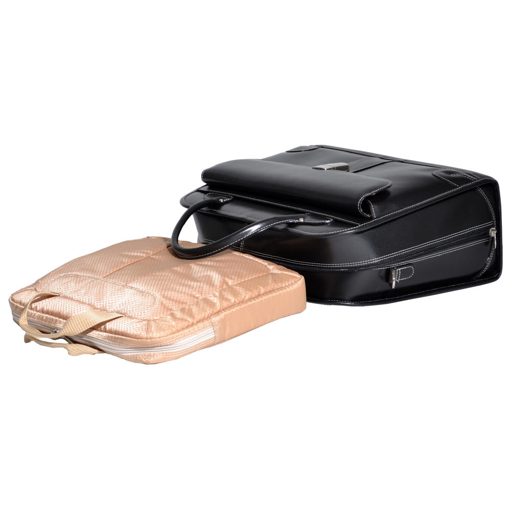 McKlein&reg; Lakewood 96615 Black Leather Fly-Through&#8482; Checkpoint-Friendly Detachable-Wheeled Ladies' Briefcase