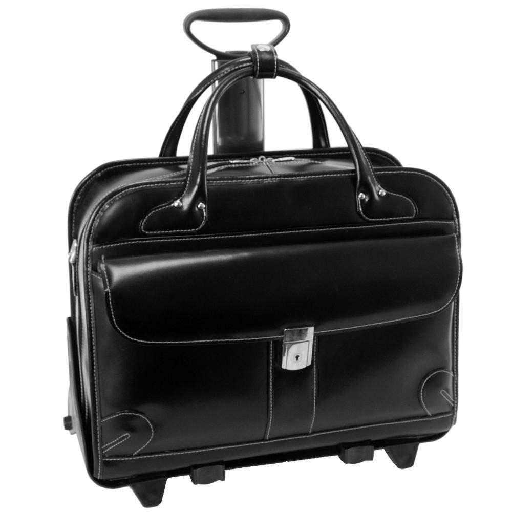 McKlein&reg; Lakewood 96615 Black Leather Fly-Through&#8482; Checkpoint-Friendly Detachable-Wheeled Ladies' Briefcase