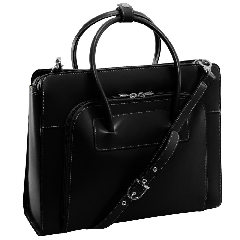 McKlein&reg; McKlein W Series, LAKE FOREST, Genuine Cowhide Leather, Ladies' Laptop Briefcase, Black (94335)