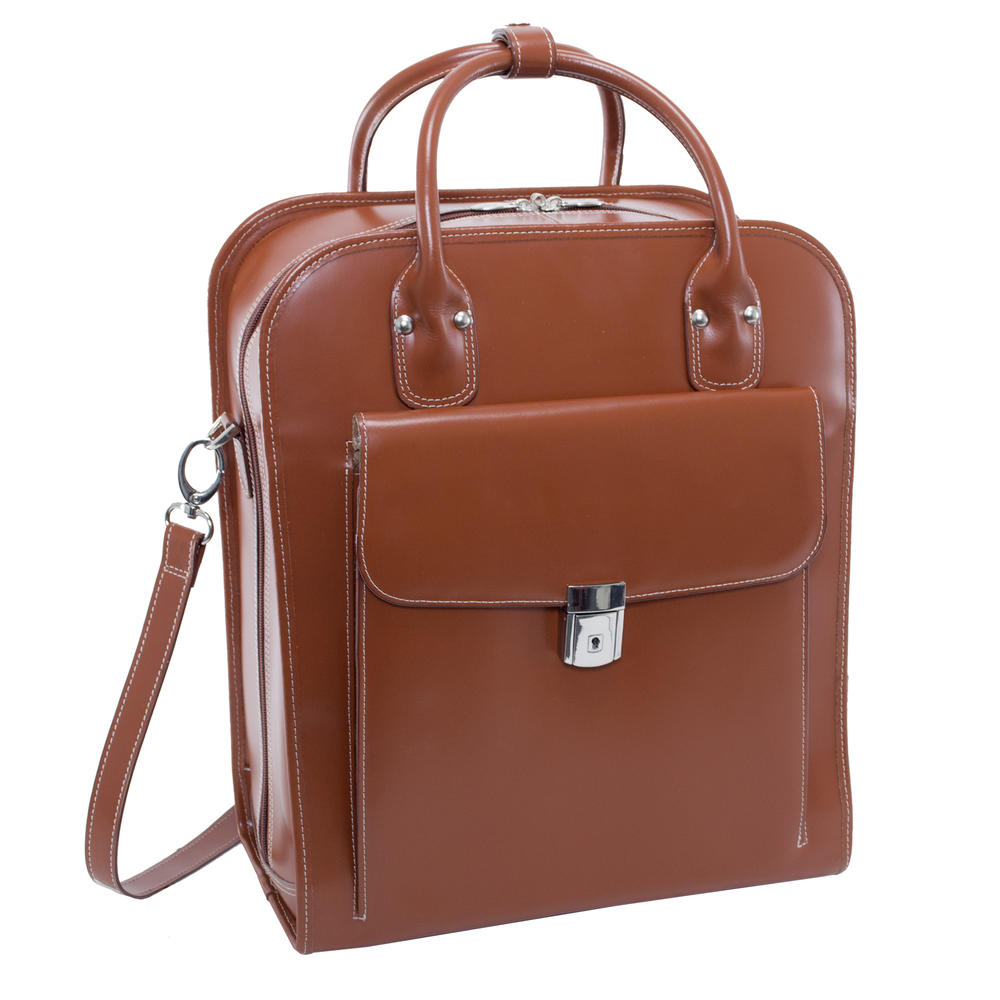 McKlein&reg; McKlein W Series, LA GRANGE, Genuine Cowhide Leather, Patented Detachable -Wheeled Ladies' Laptop Briefcase, Brown (96494)
