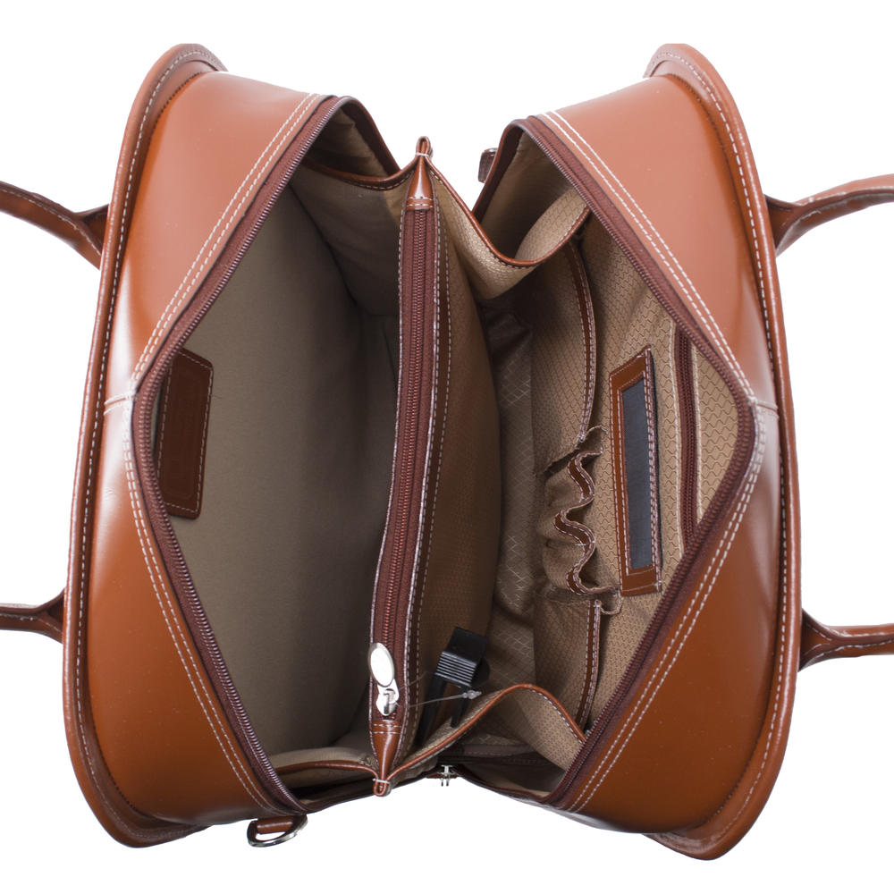 McKlein&reg; McKlein W Series, LA GRANGE, Genuine Cowhide Leather, Patented Detachable -Wheeled Ladies' Laptop Briefcase, Brown (96494)