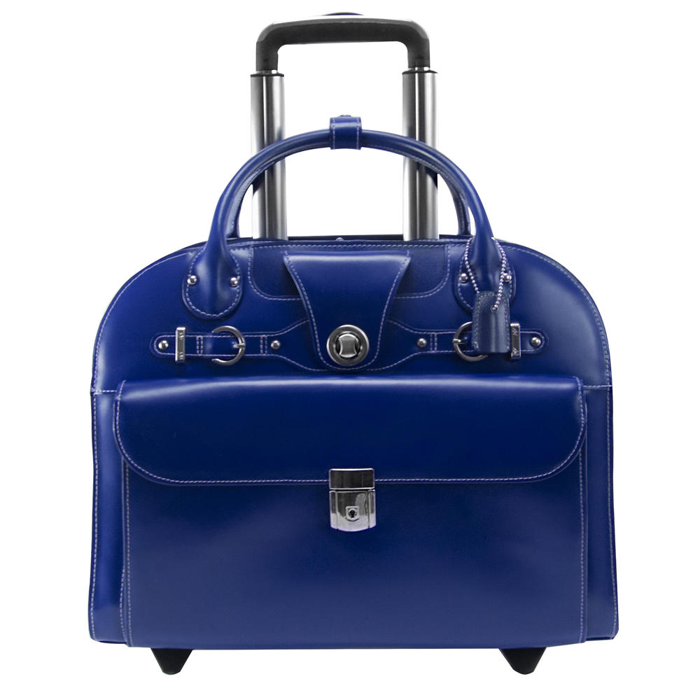 McKlein&reg; McKlein L Series, EDGEBROOK, Genuine Cowhide Leather, Wheeled Ladies' Laptop Briefcase, Navy (96317)