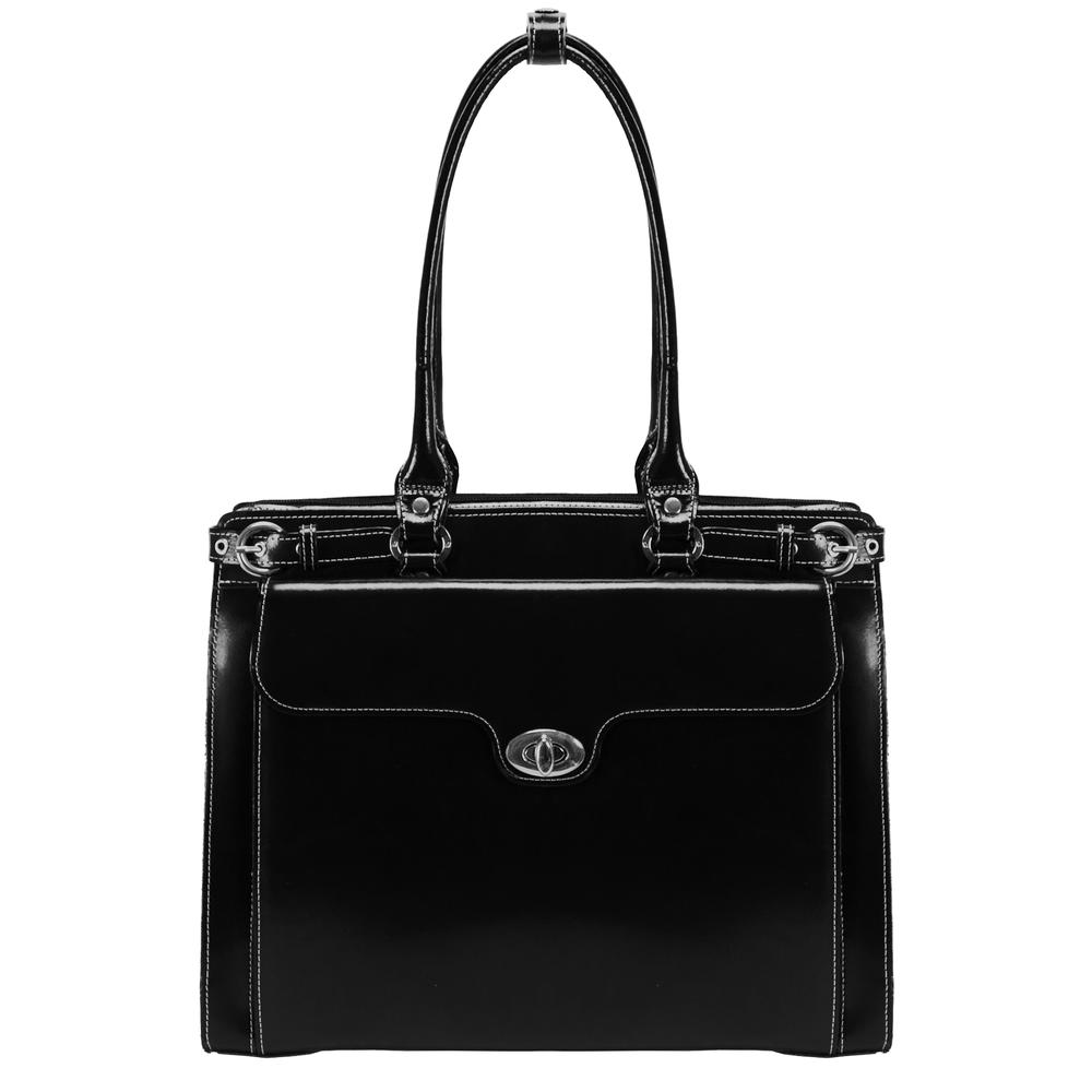 McKlein&reg; McKlein W Series, WINNETKA, Genuine Cowhide Leather, Ladies' Laptop Briefcase w/ Removable Sleeve, Black (94835)