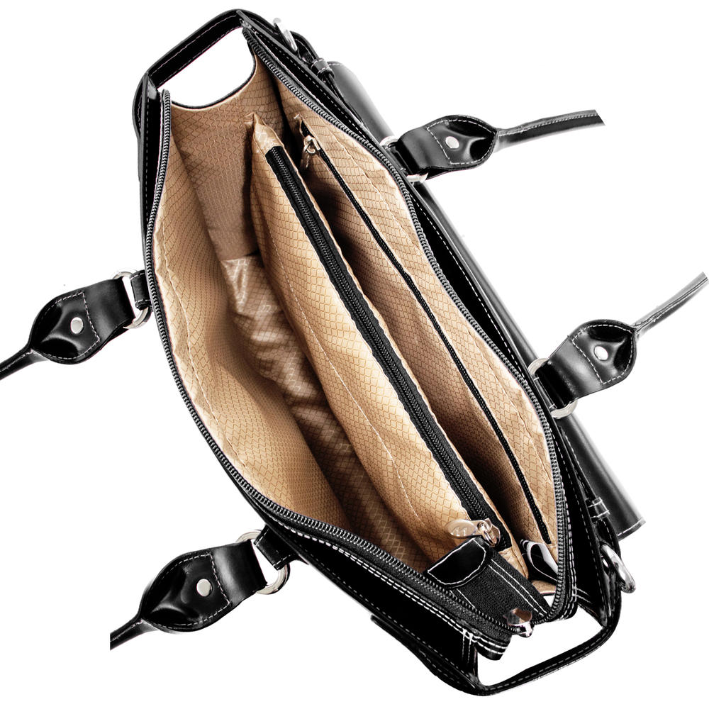 McKlein&reg; McKlein W Series, WINNETKA, Genuine Cowhide Leather, Ladies' Laptop Briefcase w/ Removable Sleeve, Black (94835)