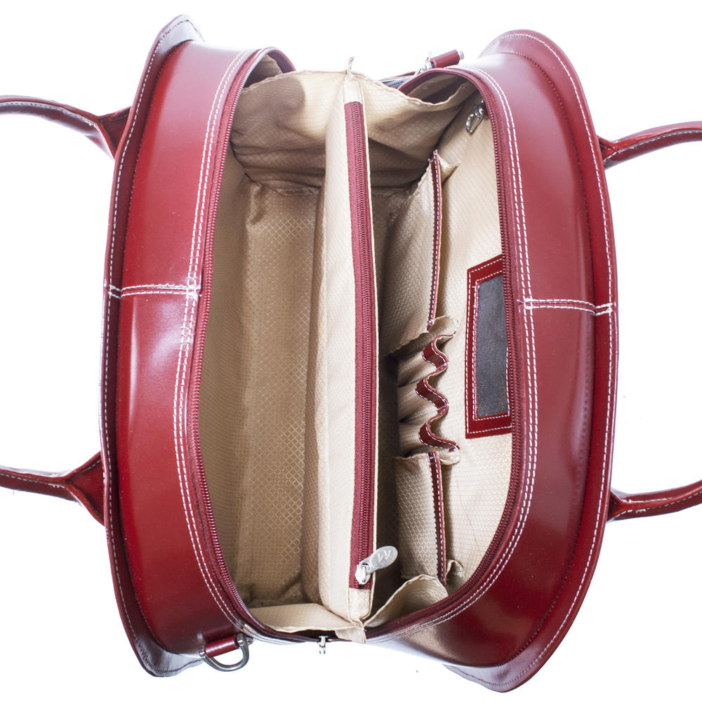 McKlein&reg; McKlein W Series, GLEN ELLYN, Genuine Cowhide Leather, Patented Detachable -Wheeled Ladies' Laptop Briefcase, Red (94366)