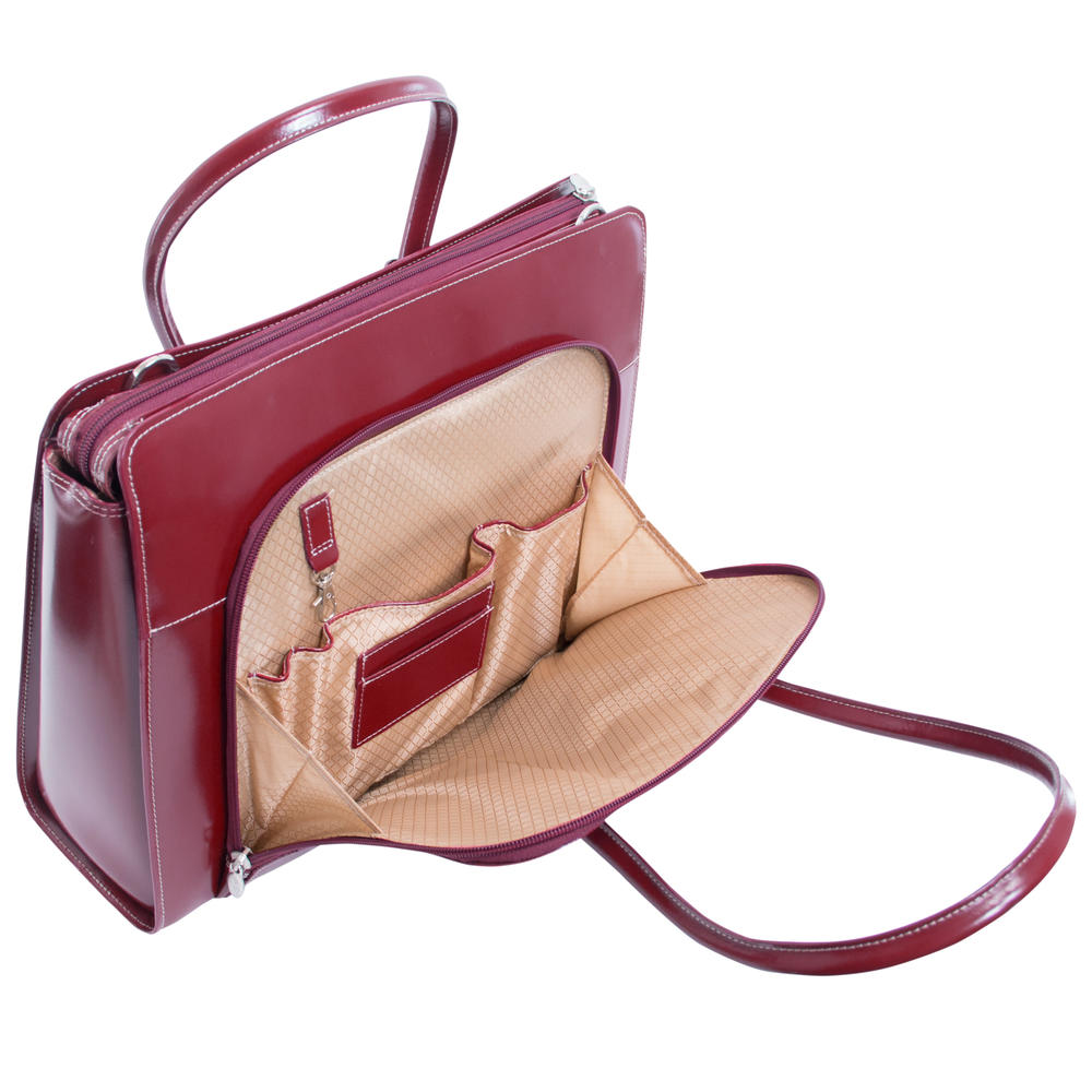 McKlein&reg; McKlein W Series, LAKE FOREST, Genuine Cowhide Leather, Ladies' Laptop Briefcase, Red (94336)