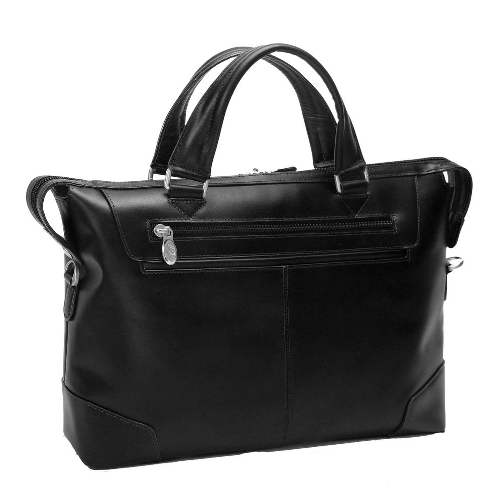 McKlein USA ARCADIA, Top Grain Cowhide Leather, Leather Slim Laptop Briefcase, Black (88765)
