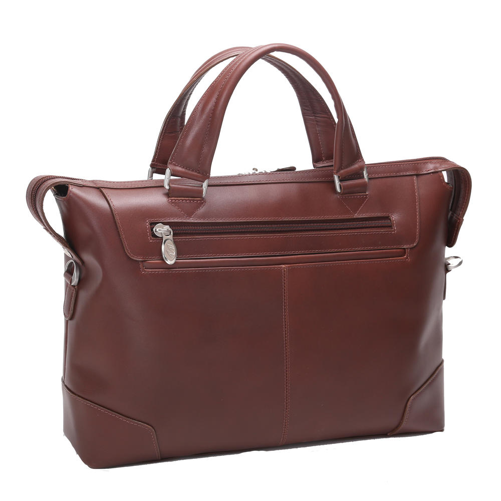 McKlein USA ARCADIA, Top Grain Cowhide Leather, Leather Slim Laptop Briefcase, Brown (88764)