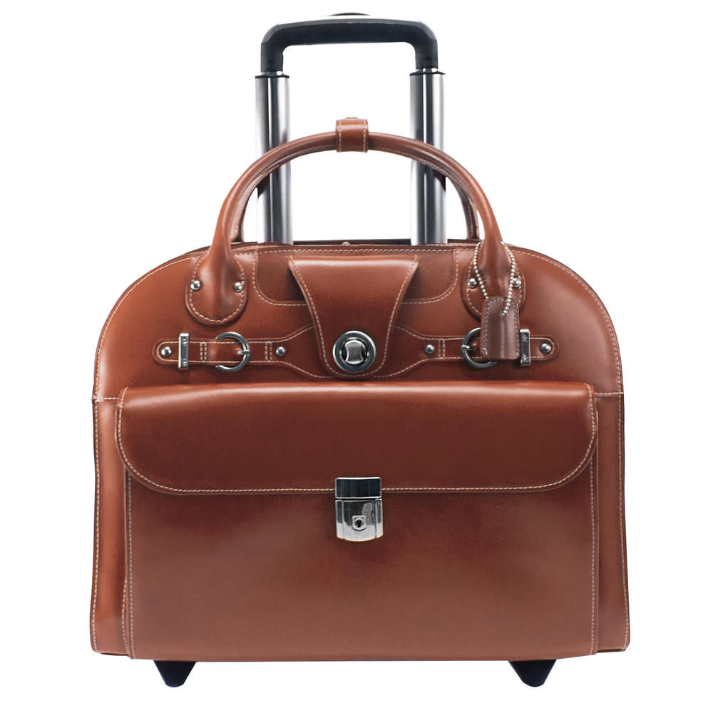 McKlein&reg; McKlein L Series, EDGEBROOK, Genuine Cowhide Leather, Wheeled Ladies' Laptop Briefcase, Brown (96314)