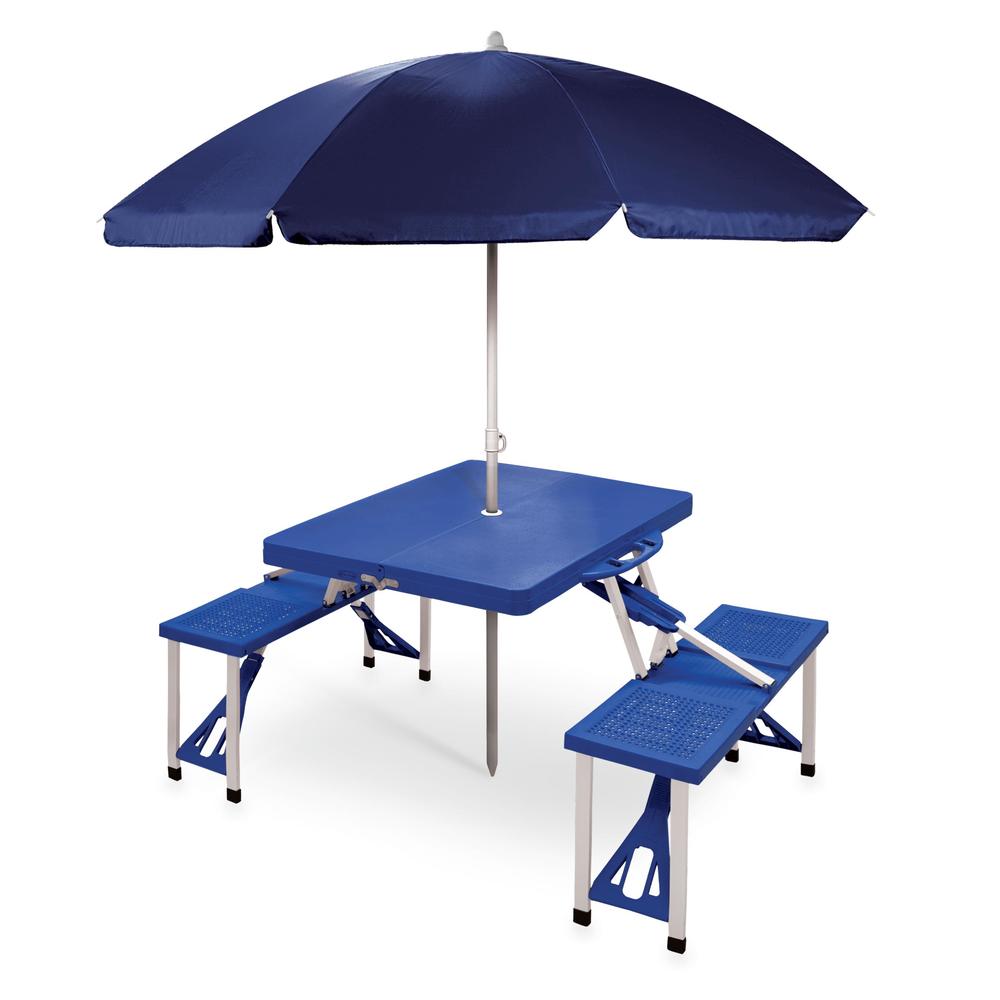 Picnic Time Picnic Table Portable Folding Table with Seats - Blue